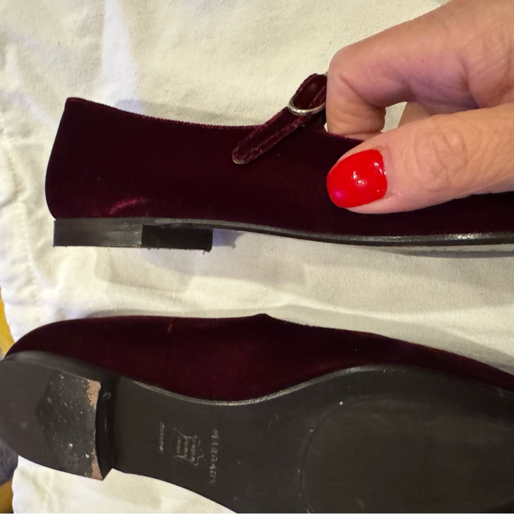 Margaux Burgundy Velvet Flats - Picture 5 of 6